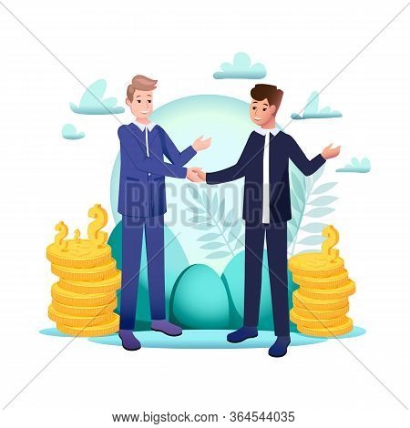 Two Businessmen Have Successful Dealing. Concept Of Business Agreement, Investors' Participation, Or