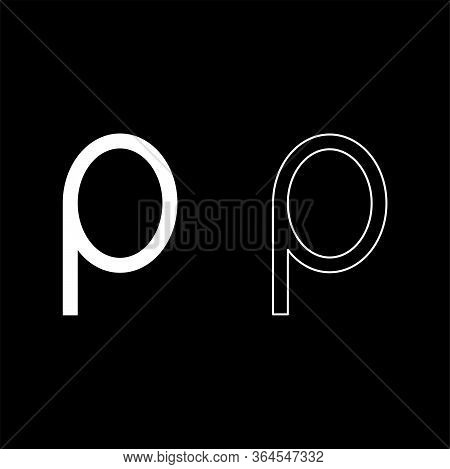 Rho Greek Symbol Small Letter Lowercase Font Icon Outline Set White Color Vector Illustration Flat S