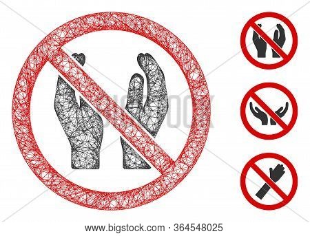 Mesh No Applause Polygonal Web Icon Vector Illustration. Model Is Based On No Applause Flat Icon. Tr