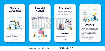 Financial Analyst Or Consultant Mobile Application Banner Set.