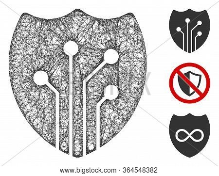 Mesh Electronic Shield Polygonal Web Icon Vector Illustration. Model Is Based On Electronic Shield F