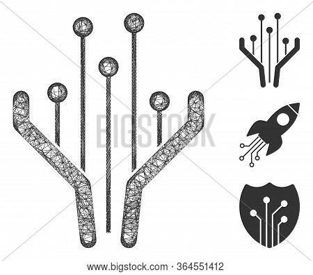 Mesh Electronic Filter Polygonal Web Icon Vector Illustration. Carcass Model Is Based On Electronic 
