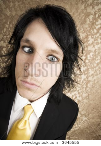 Rock ' n ' Roll Geschäftsmann mit gekreuzte Augen