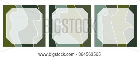 Set Of Square Backgrounds With Abstract Wavy Pattern For Social Networks With Place For Text. Muted 