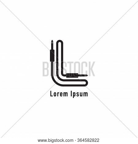 Cable Jack Logo Concept Forming Letter L Alphabet . Audio Logo Design Template. Isolated, Audio Equi
