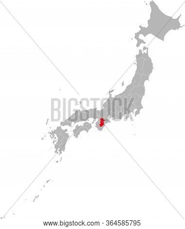 Nara Province Highlighted Red On Japan Map. Gray Background. Business Concepts And Backgrounds.