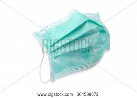 Hygienic Mask Or Surgical Earloop Face Mask Isolated On White Background With Clipping Path. Anti Vi