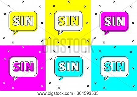 Set Mathematics Function Sine Icon Isolated On Color Background. Vector Illustration