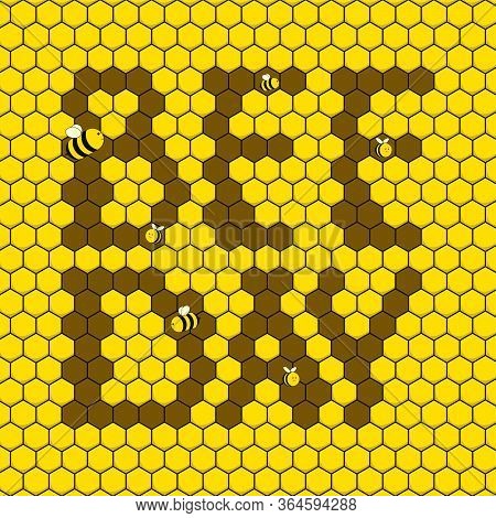 Bee Day. Nectar Background. Flying Bee. Bee Day Typography On Nectar. Vector Illustration.
