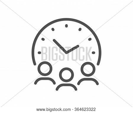 Meeting Time Line Icon. Business Teamwork Sign. Working Hours Symbol. Quality Design Element. Editab