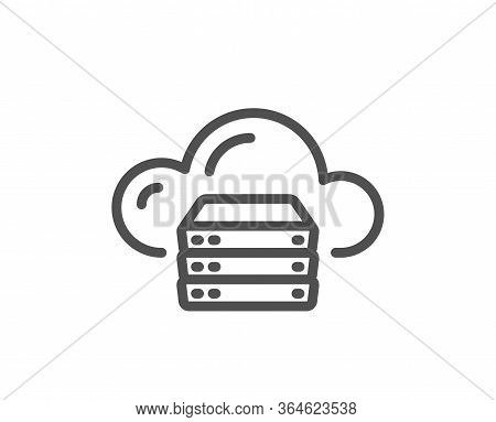 Cloud Computing Server Line Icon. Internet Data Storage Sign. File Hosting Technology Symbol. Qualit