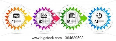 Recovery Server, Growth Chart And Time Icons Simple Set. Timeline Steps Infographic. Seo Marketing S