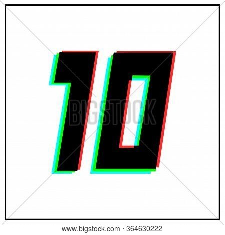 Number 10 Vector Desing Logo.dynamic, Split-color, Shadow Of Number Red, Green, Blue In Black Frame 