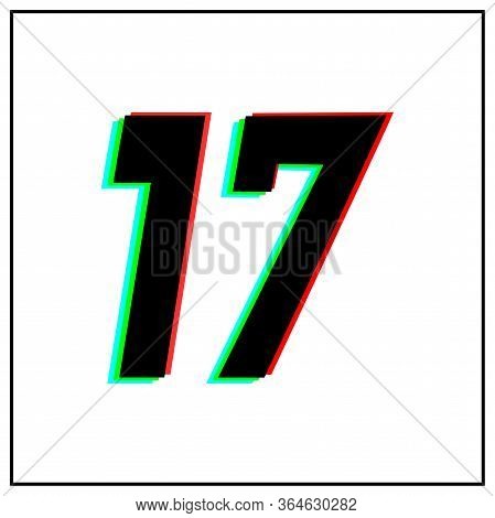 Number 17 Vector Desing Logo.dynamic, Split-color, Shadow Of Number Red, Green, Blue In Black Frame 