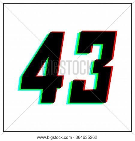 Number 43 Vector Desing Logo.dynamic, Split-color, Shadow Of  Number Red, Green, Blue In Black Frame