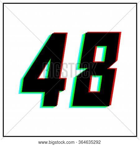 Number 48 Vector Desing Logo.dynamic, Split-color, Shadow Of  Number Red, Green, Blue In Black Frame