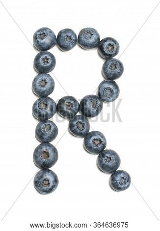 Alphabet Letter R Arranged From Northern Highbush Blueberry Isolated