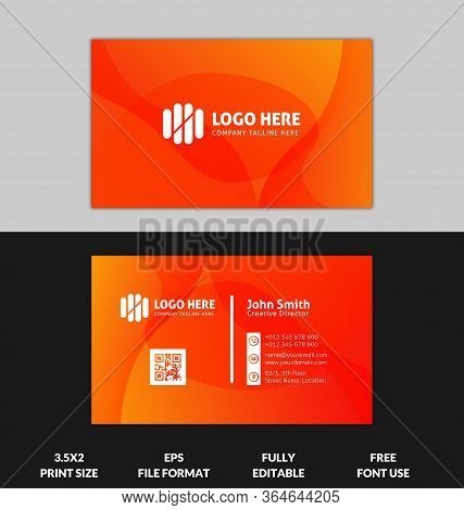 Modern And Corporate Business Card, Yellow And Red Gradient Business Card Template, Ready To Print R