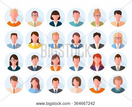 Avatars Head Large Set. Characters Anonymous Users Student Businessman Teenager, Worker Female Male 