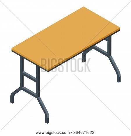 Folding Outdoor Table Icon. Isometric Of Folding Outdoor Table Vector Icon For Web Design Isolated O