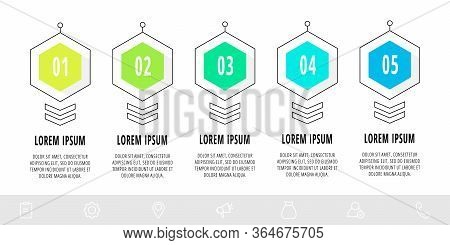 Hexagon Infographic Design Template With 5 Options And Arrows. Vector Line Business Concept. Can Be