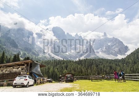 Val Venegia, Dolomites, Alps, Trentino Alto Adige, Italy: July 10, 2018 - Trekking In Val Venegia. I