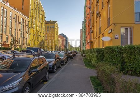 Modern Residential Complex Comfort Town In The Dnieper District Of Kiev On A Sunny Day. Country Ukra