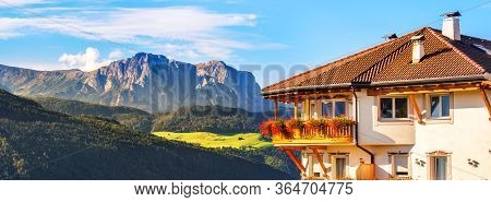 Italy Web Banner Horizontal Background Dolomites Mountains Trentino Alto Adige Region Bolzano Provin