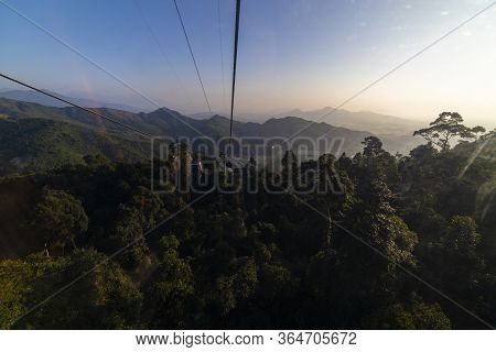 Da Nang, Vietnam - 16January 2020: Cable Car To Ba Na Hills Mountain Resort Sunworld, Touristic Comp