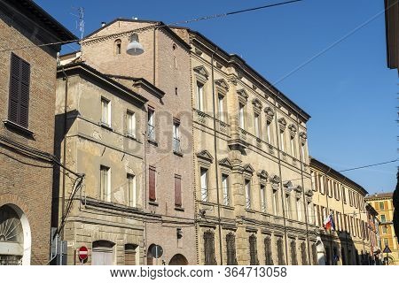 Historic Aurelio Saffi Square In Forli, Emilia Romagna, Italy At Morning