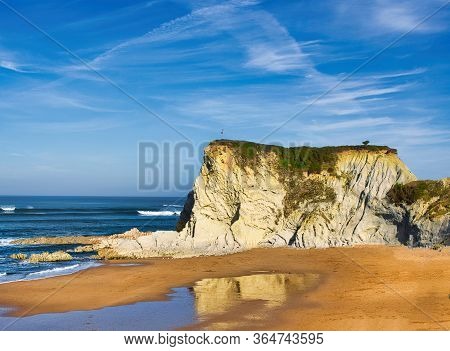 Atxabiribil Beach View At Winter Sunny Morning