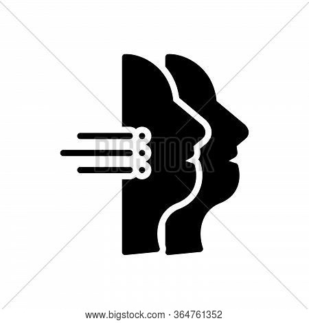 Black Solid Icon For Two Faced Doublehanded Two-tongued Two-edged
