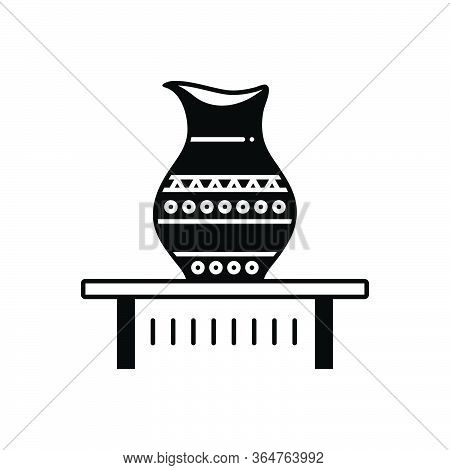 Black Solid Icon For Jar On Display Kalash   Ewer  Ancient