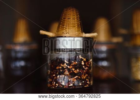 Natural Flower Tea In A Can On A Bar Counter