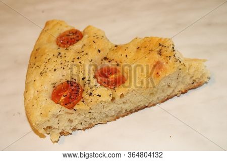 Traditional Italian Homemade Flat Bread With Tomatoes And Origan
