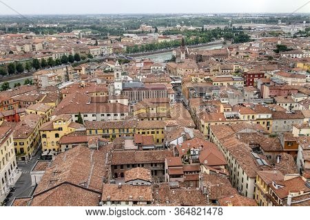Roofs Of Verona, Italy As Seem From The Lamberti Tower Height, Torre Dei Lamberti