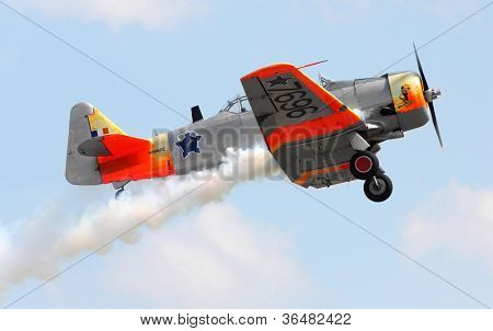 Plzeň, Česká republika - 25. srpna: Historický South African Air Force výcvik roviny (SAAF) Harvard M