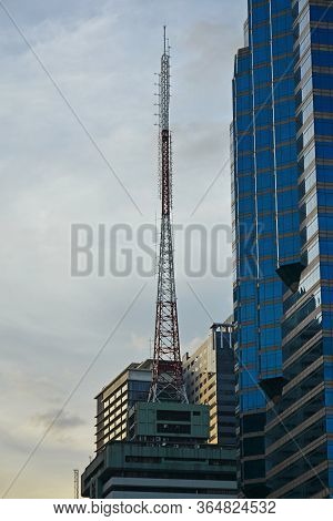 Pasig, Ph - Nov 17 - Signal Tower Structure On November 17, 2018 In Pasig, Philippines. Pasig Is A F