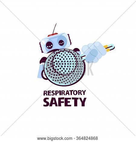 Respiratory Protection Illustration. Robot Vector Illustration. Respiratory Safety
