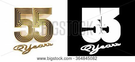 Number 55 (number Fifty-five) Anniversary Celebration Design With Five Parallel Lines On A White Bac