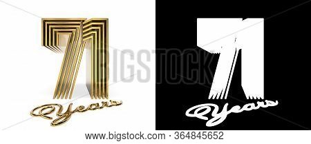Number 71 (number Seventy-one) Anniversary Celebration Design With Five Parallel Lines On A White Ba