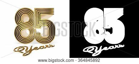 Number 85 (number Eighty-five) Anniversary Celebration Design With Five Parallel Lines On A White Ba