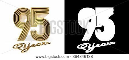 Number 95 (number Ninety-five) Anniversary Celebration Design With Five Parallel Lines On A White Ba