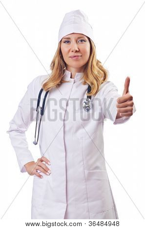 Attrative žena doktor izolované na bílém