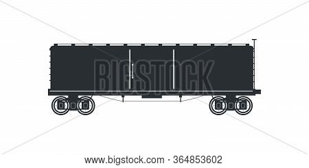 Silhouette Vintage Wagon Container Train. Vector Illustration