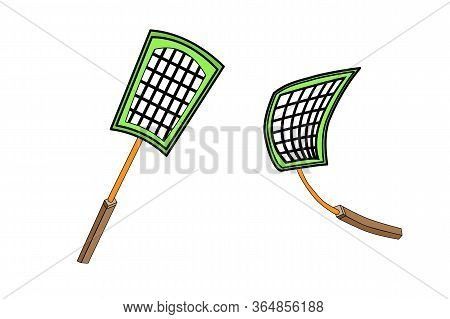 Fly Swatter Isolated On White Background. Tool For The Destruction Of Insects At Home. Insect Killin
