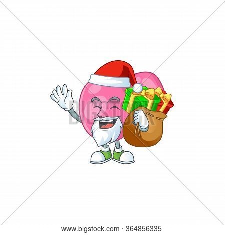 Santa Streptococcus Pyogenes Cartoon Character Design With Sacks Of Gifts
