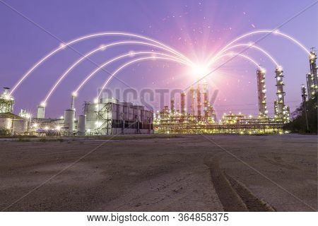 New Generation Factory Technology, Industrial Landscape, Double Exposure Immage, Factory Business Li