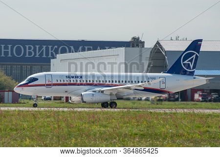 August 30, 2019. Zhukovsky, Russia. Russian Short-range Narrow-body Passenger Aircraft  Sukhoi Super