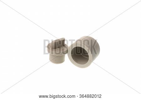 Set Of Plastic Ppr Female And Male Cap End Fitting For Water Pipes, Isolated On White Background